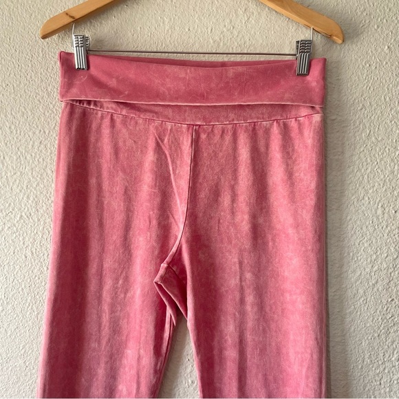 Chatoyant Foldover Waist Leggings Women’s L Pink 25.5” Inseam Cotton High Rise - Picture 3 of 10